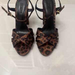 SCHUTZ Brown Leopard Print Heels